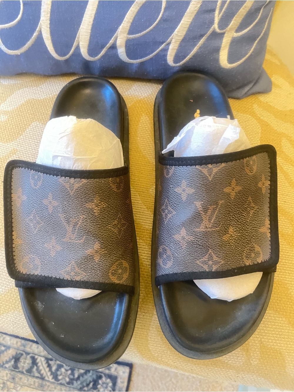 Preowened Louis Vuitton Monogram Slide Sandals - Brown/Black size 43UK 9.5 US